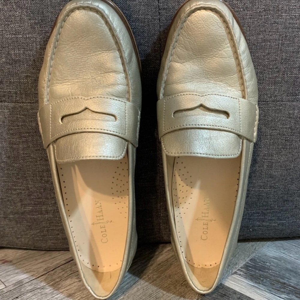 Cole Haan Cream Leather Slip-On Loafers